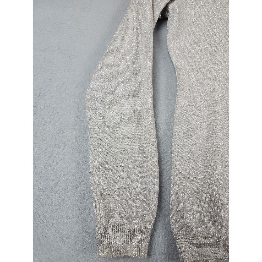 Banana Republic Women XS Petite Sweater Fine Italian Merino Wool Silver Metallic - Picture 4 of 9